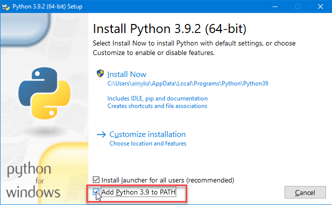 Don’t forget to add Python to the Path